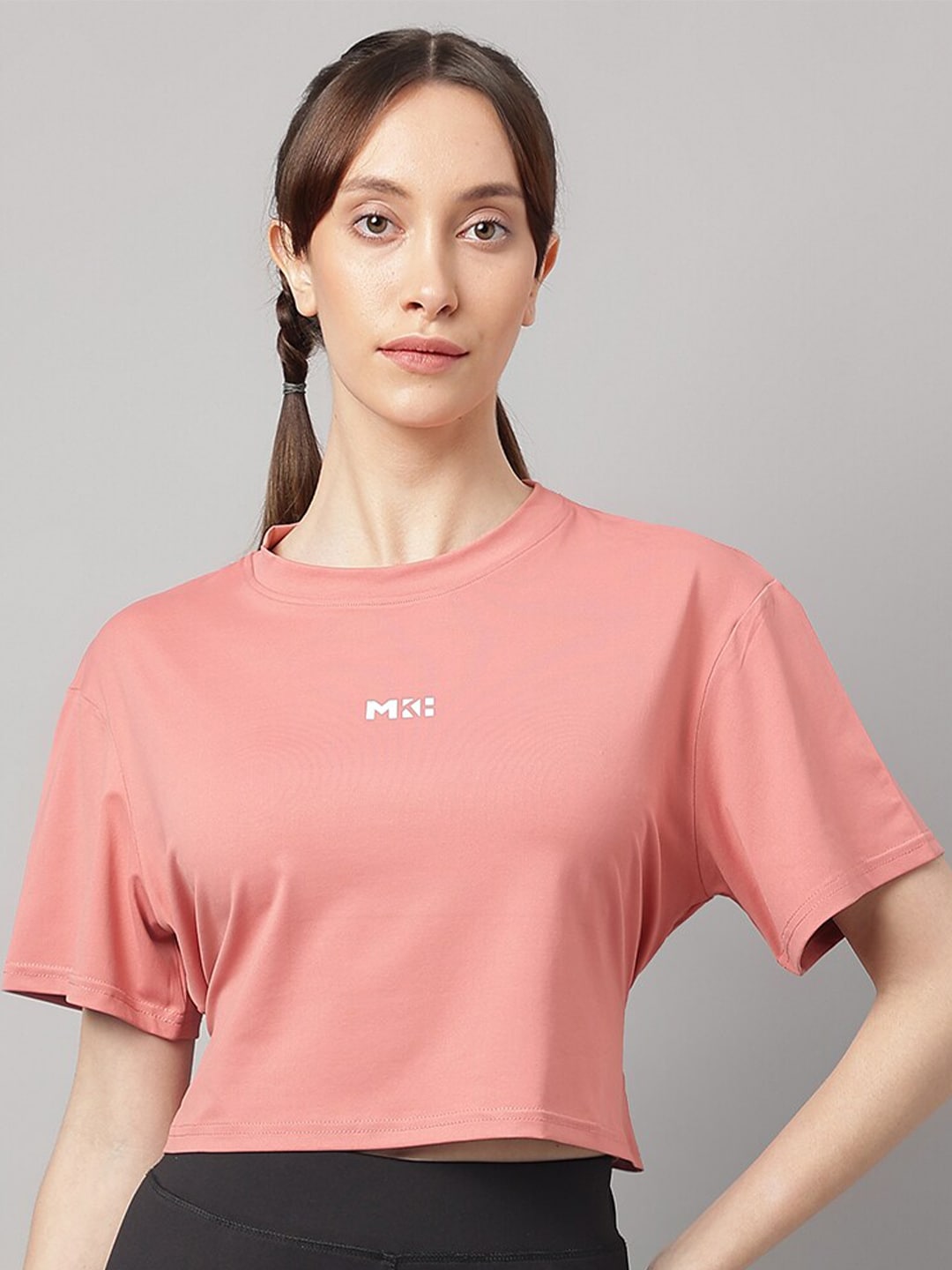 MKH Round Neck Short Sleeves Dri-FIT Yoga Sports Crop T-shirt - Distacart