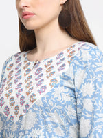Thumbnail for Kalini Women Blue Floral Printed Pure Cotton Kurta with Trouser - Distacart