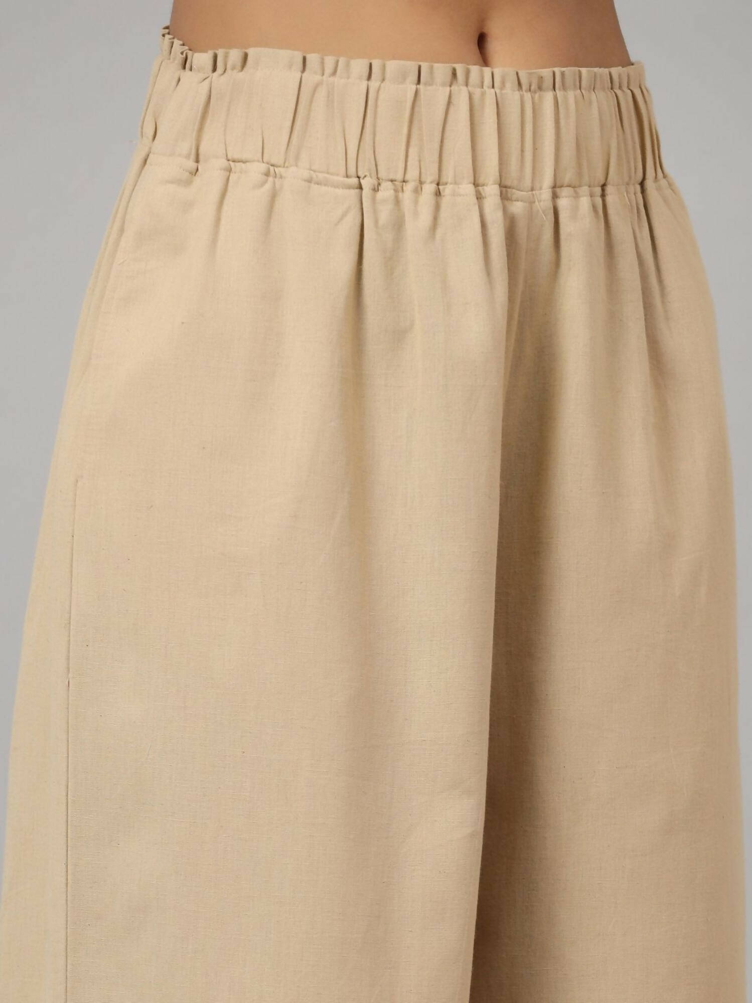 Juniper Women's Beige Cotton Flex Flared Culottes - Distacart