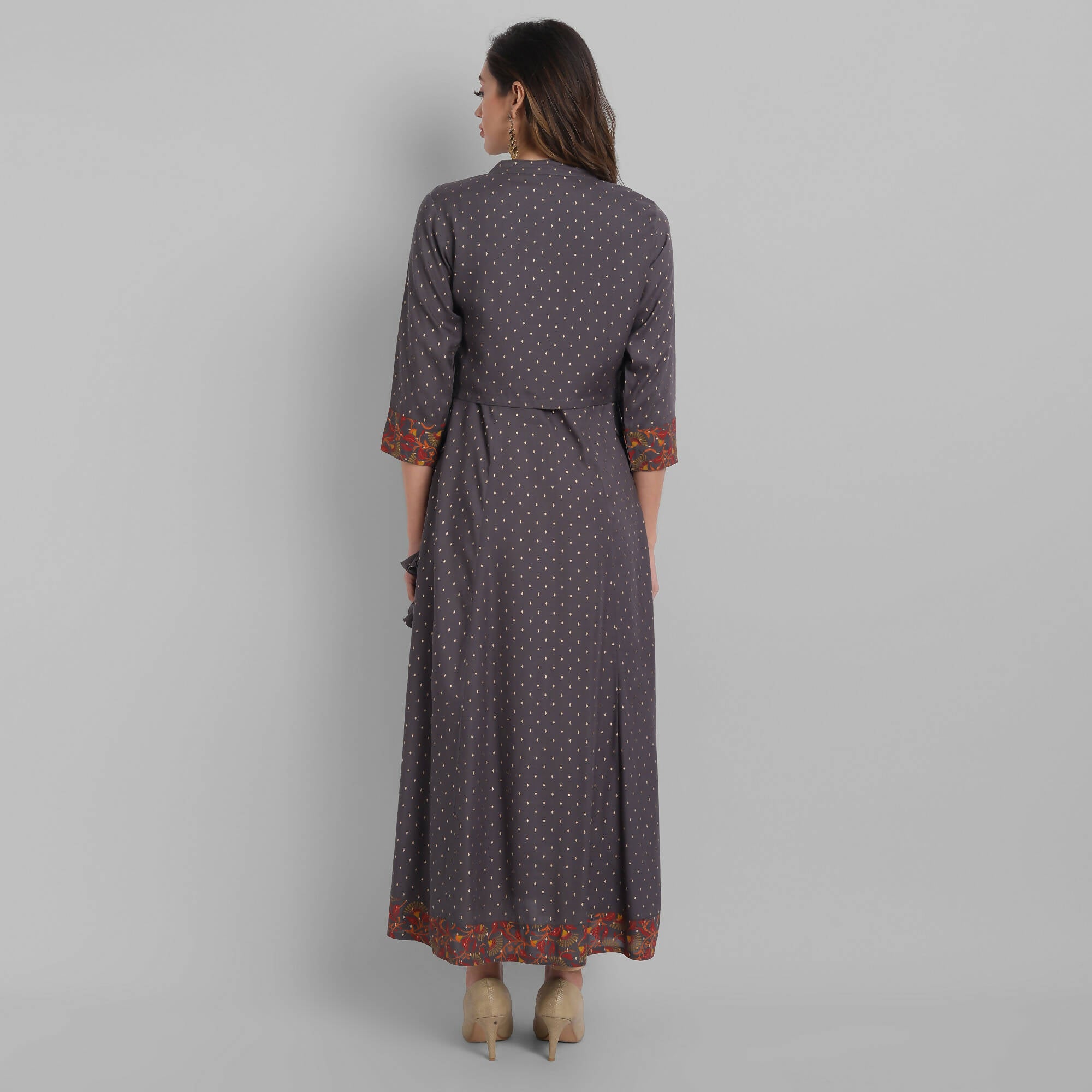 Juniper Women's Grey Rayon Printed Flared Dress - Distacart