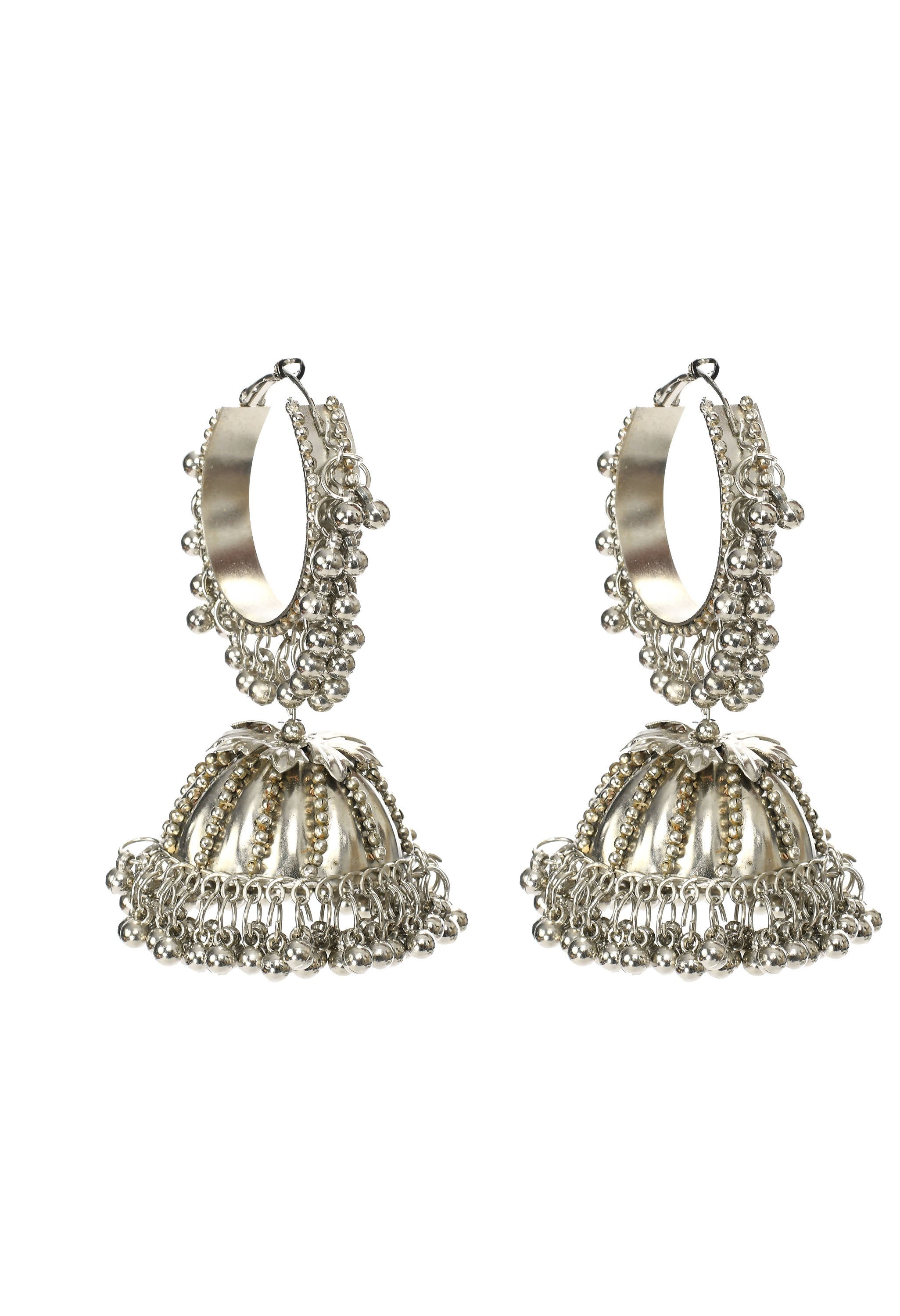 Mominos Fashion Johar Kamal Oxidised Silver-Plated With Ghungroo Jhumkas - Distacart