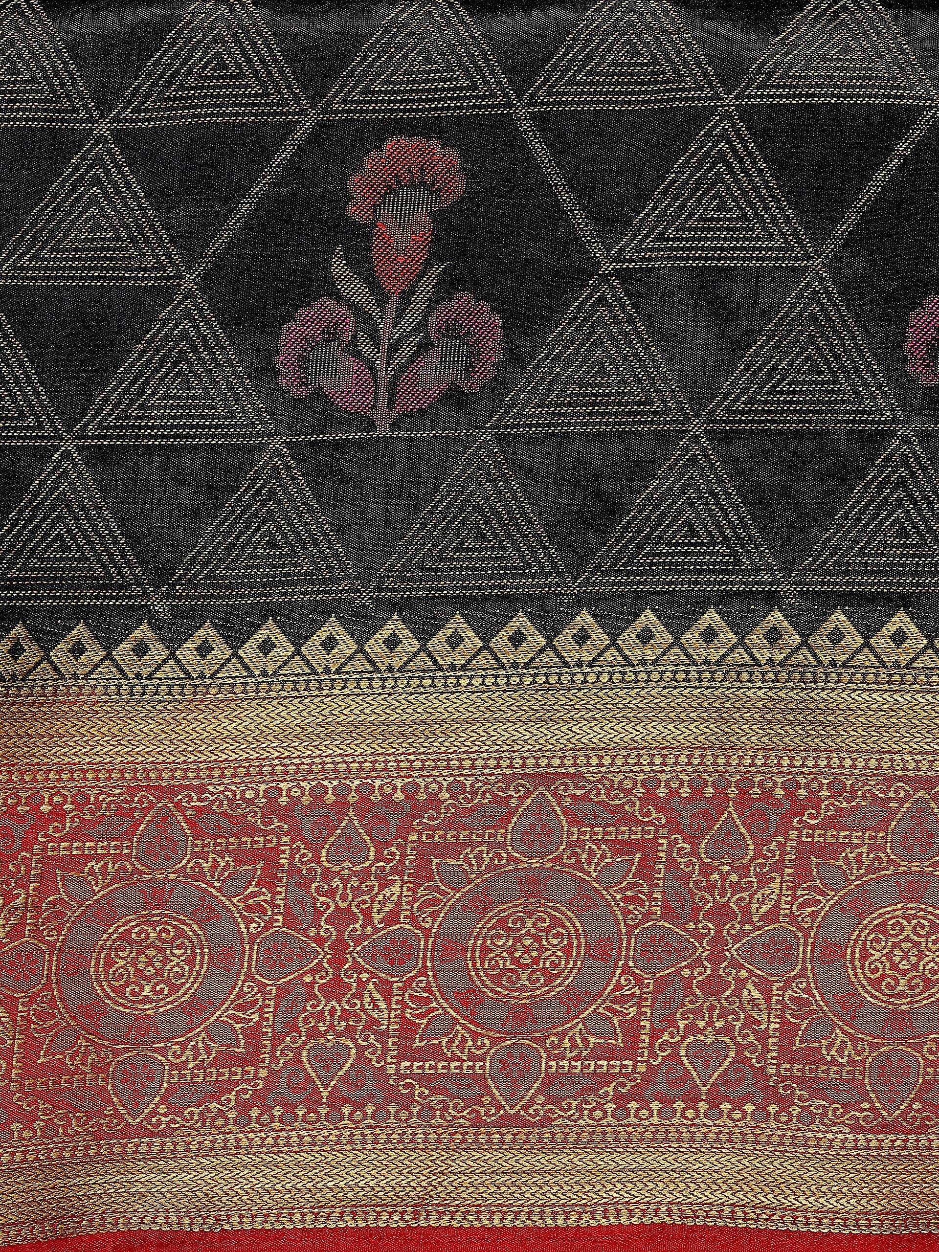 Mimosa Women's Kanjivaram Art Silk Black Saree - Distacart