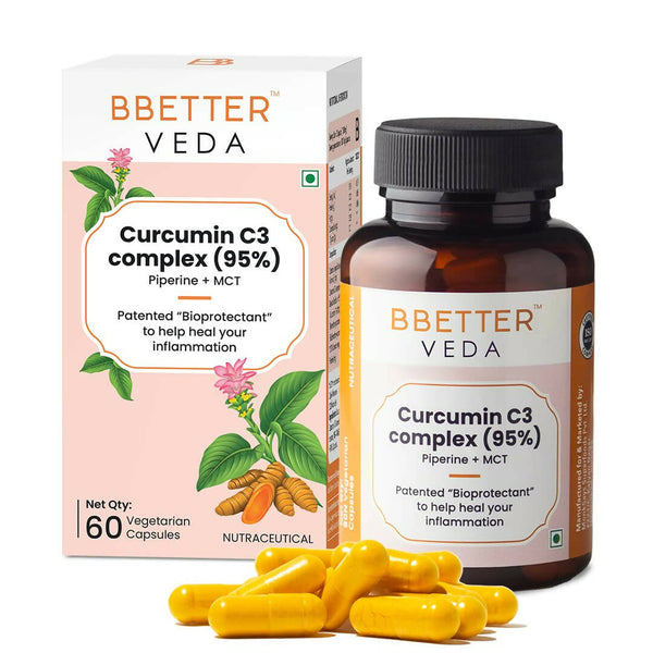 BBETTER Veda Curcumin C3 Complex (95%) Capsules with Piperine & MCT - Distacart