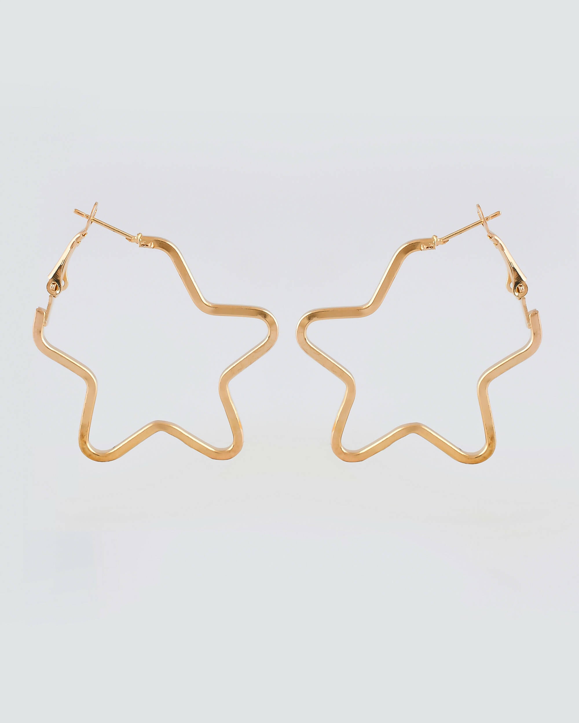 VOJ Women Gold Tonned Star Shape Hoop Stainless Steel Earrings - Distacart