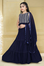 Thumbnail for Wedding Designer Blue Georgette Kidswear Lehenga - Aaradhna - Distacart