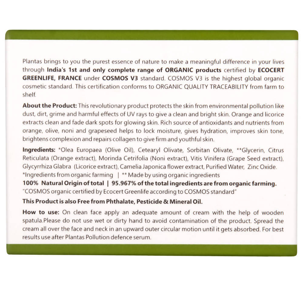 Plantas Pollution Defence & Moisturizing Organic Day Cream with SPF 30 - Distacart