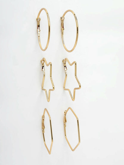 NVR Women Gold-Toned Geometric Hoop Earrings - Distacart