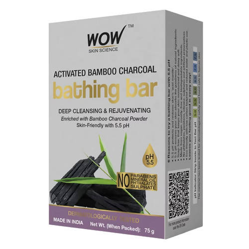 Wow Skin Science Activated Bamboo Charcoal Bathing Bar - Distacart