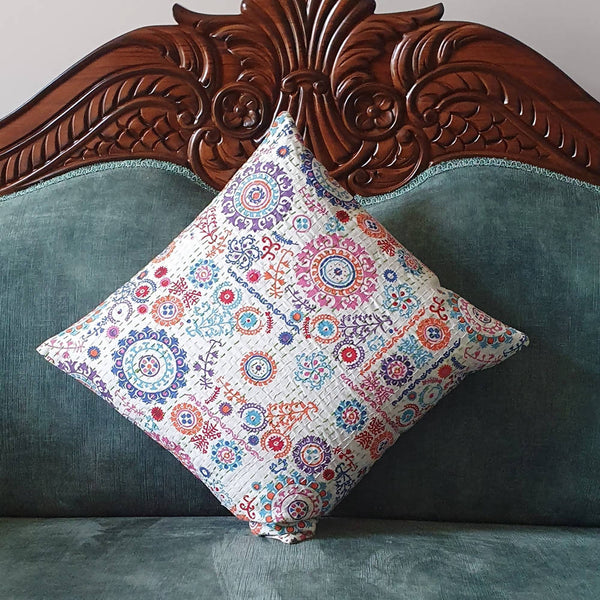 The Decor Nook Off White Base With Multicolour Circular Print Cushion Cover - Distacart
