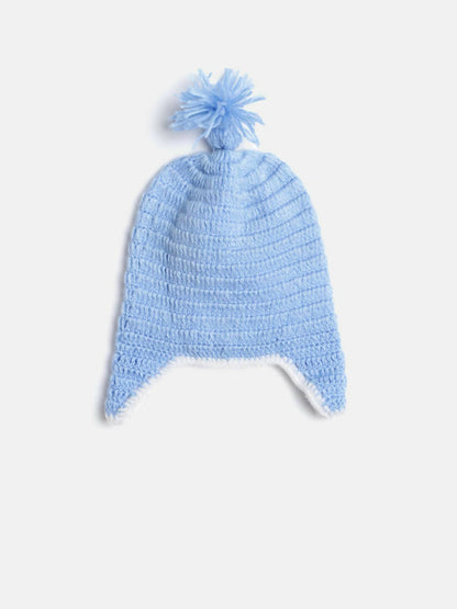 Chutput Kids Woollen Hand Knitted Bird Face Detailed Cap - Blue - Distacart