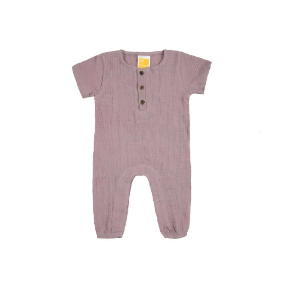 Sunshine Baby Cute Organic Muslin Cotton Babies Full Length Romper With Sleeve - Purple - Distacart