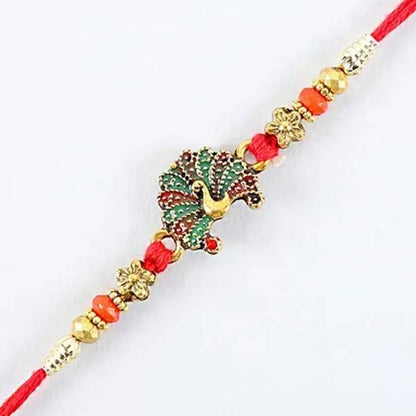 Beautiful Peacock Ethnic Rakhi & Cashew Jar - Distacart