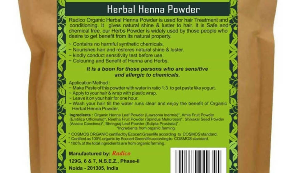 Radico Organic Herbal Henna Powder - Distacart