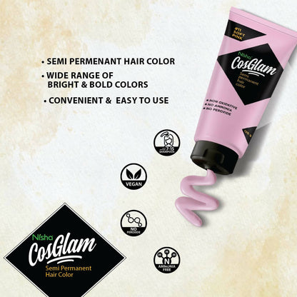 Nisha Cosglam Semi Permanent Hair Color 11 Soft Pink - Distacart