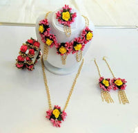 Thumbnail for Multicolor Artificial Flower Jewelry Set for Haldi