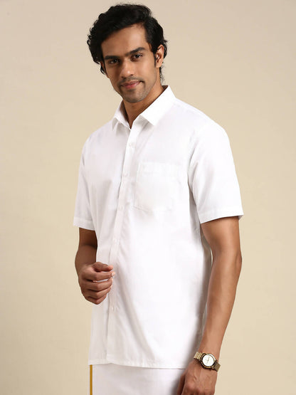 Ramraj Cotton Mens Half Sleeve White Shirt Plus Size - Pure Cotton - Distacart