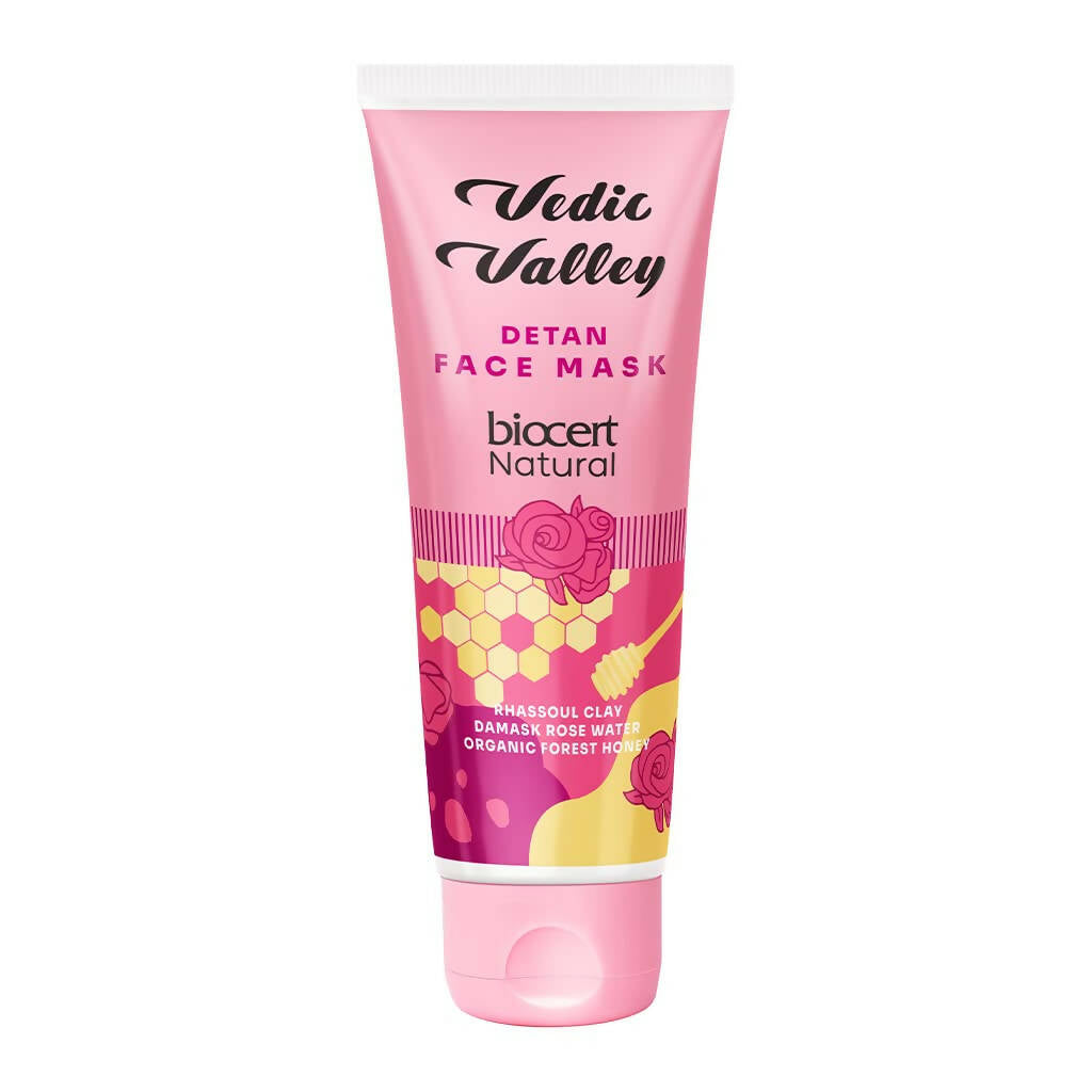 Vedic Valley Detan Face Mask With Rhassoul Clay & Damask Rose Water - Distacart