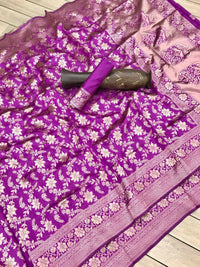 Thumbnail for DEIANA'S Beautiful Golden Jari with New Design Soft Lichi Silk Saree - Wine - Distacart