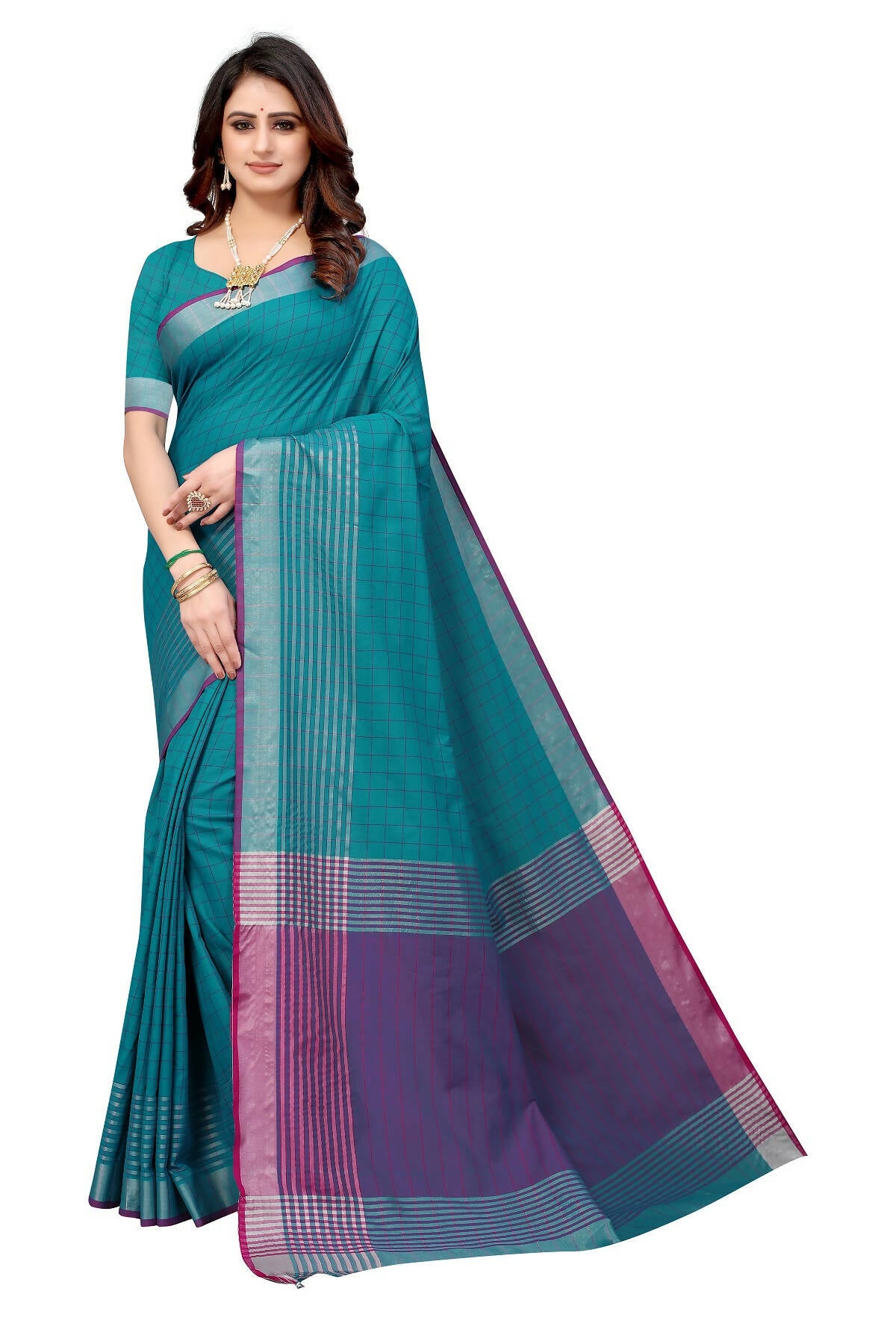 Vamika Blue Cotton Silk Saree - Distacart