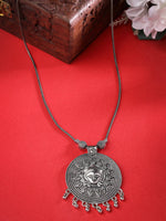 Thumbnail for NVR Women's Elegant Silver Oxidised Brass Necklace - Distacart