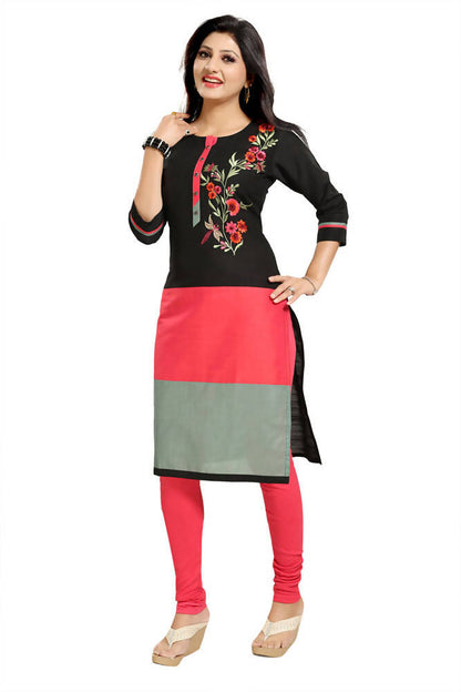 Snehal Creations Pristine Black Designer Threadwork Tunic