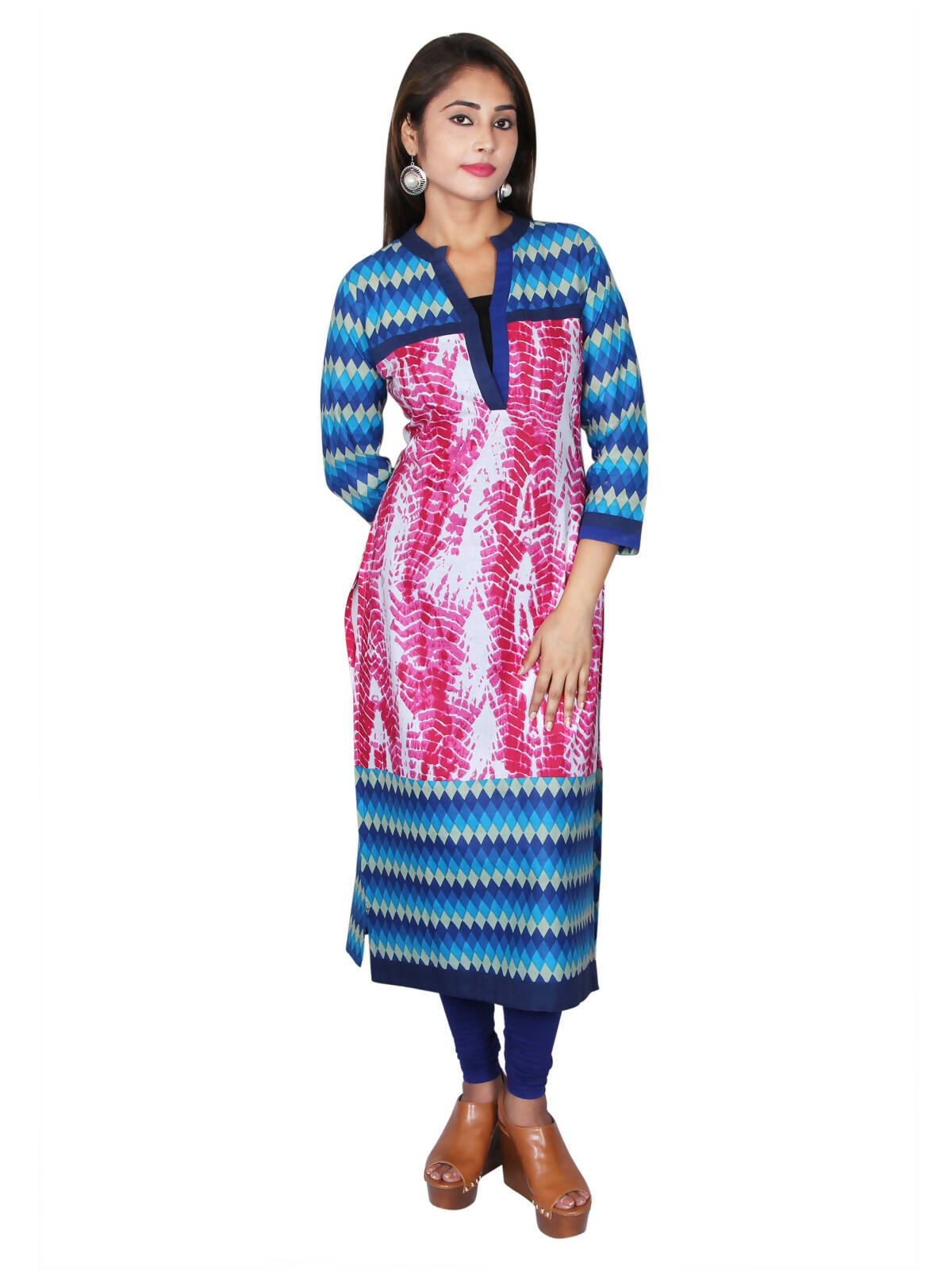 Women's Blue Tie Dye Printed Kurti - G & A Apparels - Distacart