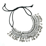 Thumbnail for Mominos Fashion Johar Kamal Oxidised Silver-Plated Brass Finish Kundan Necklace For Women (Silver) - Distacart
