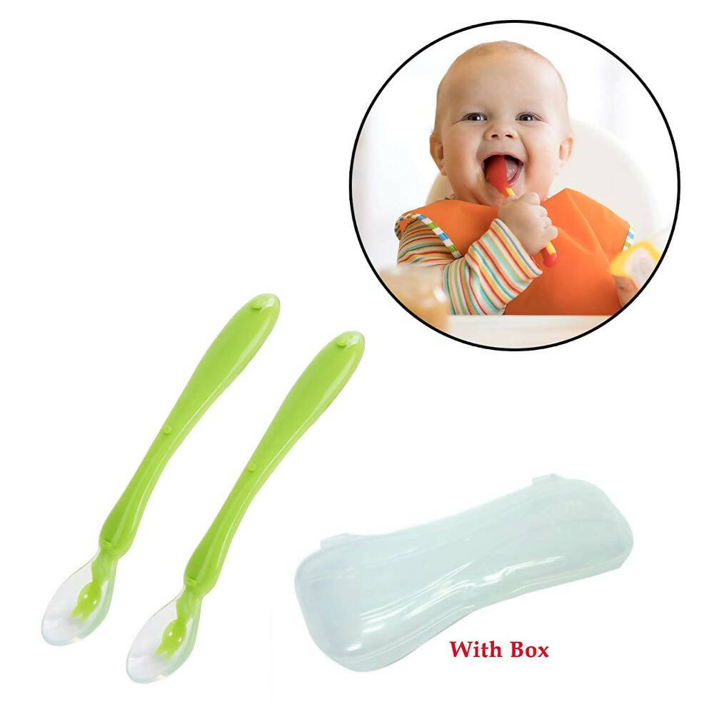 Safe-O-Kid Soft Silicone Tip Spoons 2 Sets Box (4 Spoons), Blue & Green - Distacart