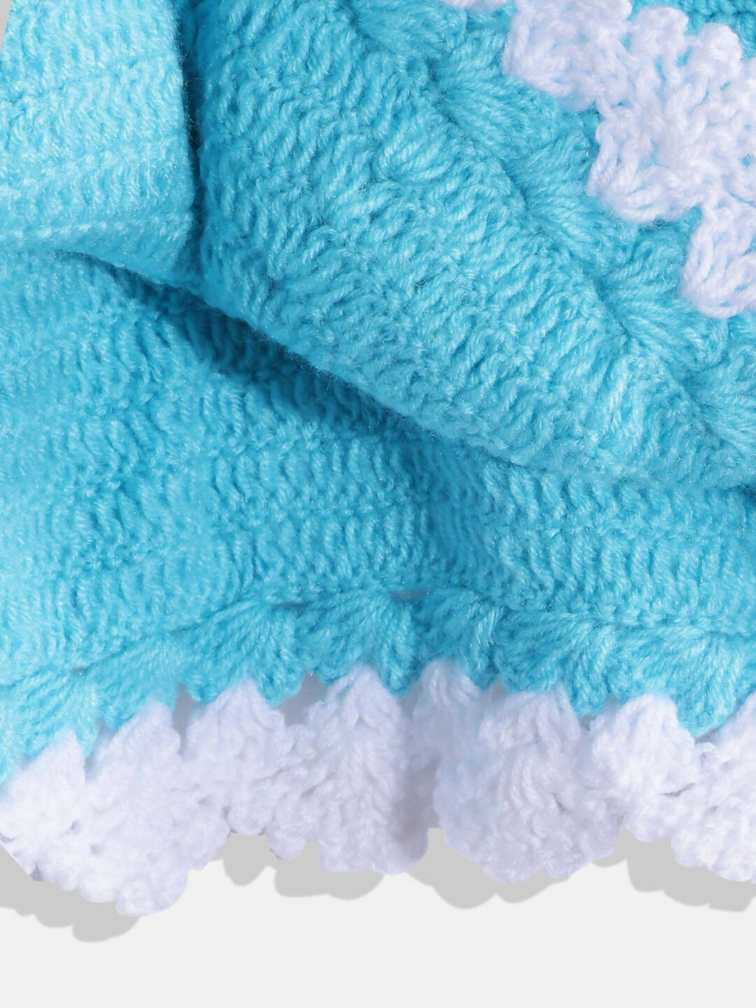 Chutput Kids Woollen Hand Knitted Full Sleeves Flower Work Dress - Blue - Distacart