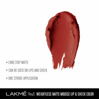 Thumbnail for Lakme 9 To 5 Weightless Matte Mouse Lip & Cheek Color - Brick Bloom - Distacart