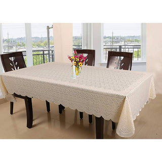 Kuber Industries 6 Seater Dining Table Cover - Cream - Distacart
