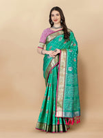 Thumbnail for Lorenvalley Fashion Soft Silk Patola Weaving With Beautiful Rich Pallu With Blouse - Teal - Distacart