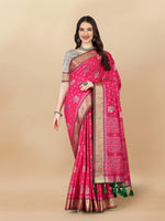 Thumbnail for Lorenvalley Fashion Soft Silk Patola Weaving With Beautiful Rich Pallu With Blouse - Magenta - Distacart