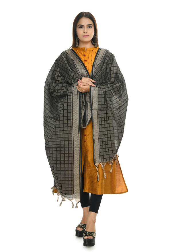 Mominos Fashion Moeza Handloom Cotton Black Dupatta - Distacart