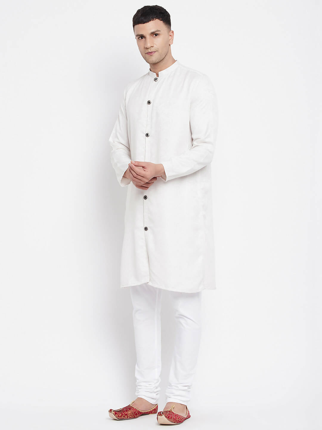 Even Apparels White Rayon Men's Sherwani Kurta With Open Front - Distacart