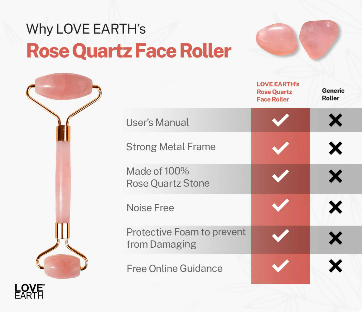 Love Earth Rose Quartz Face Roller - Distacart
