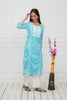 Myshka Blue Women Solid Cotton Straight Round Neck Kurtas - Distacart