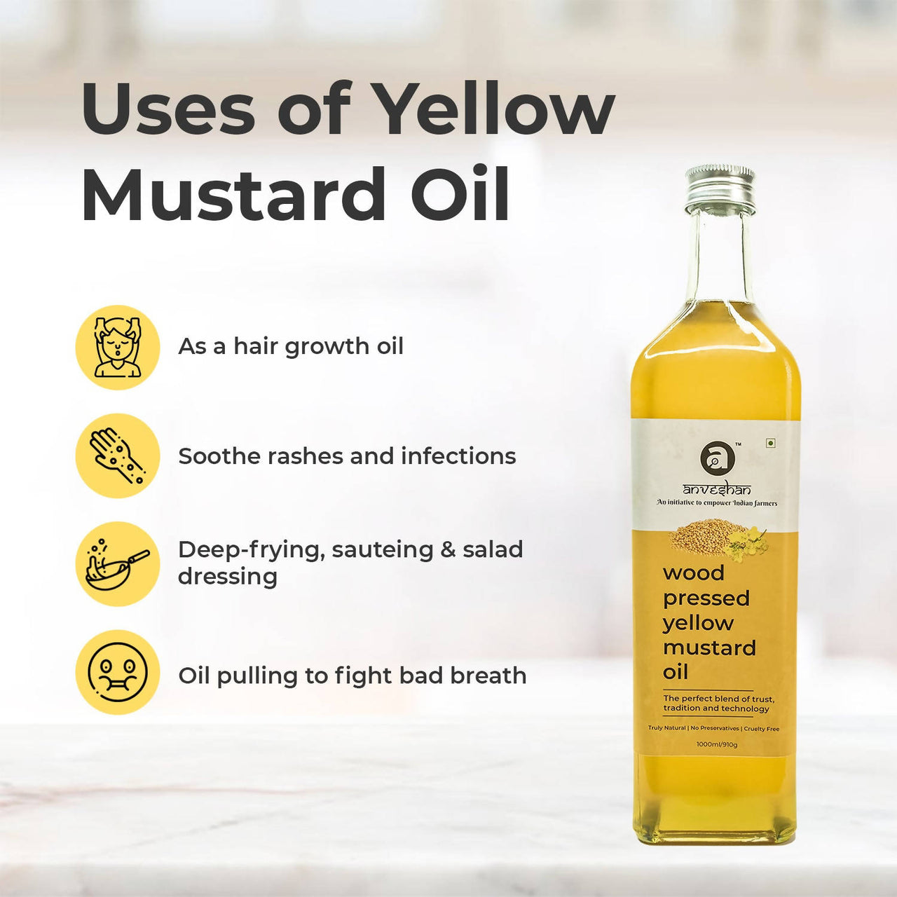 Anveshan Wood Pressed Yellow Mustard Oil