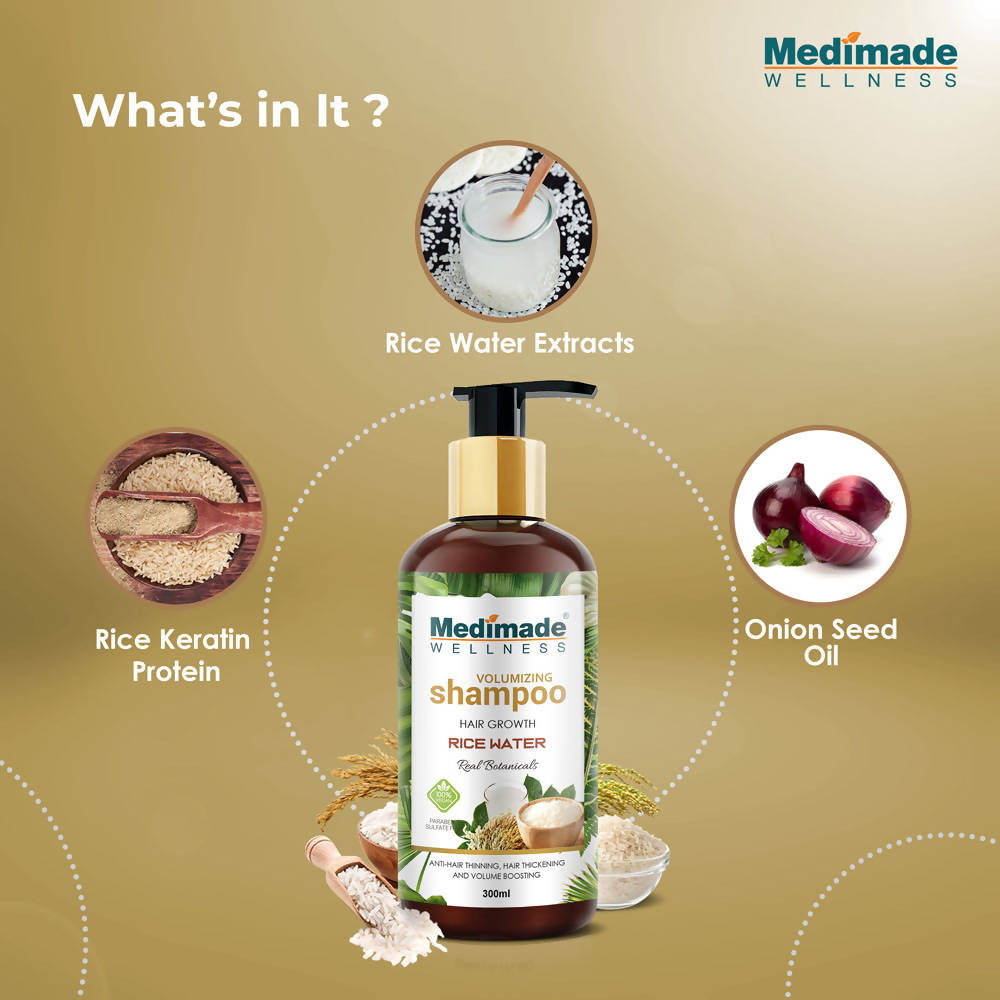 Medimade Wellness Volumizing Hair Growth Rice Water Shampoo - Distacart