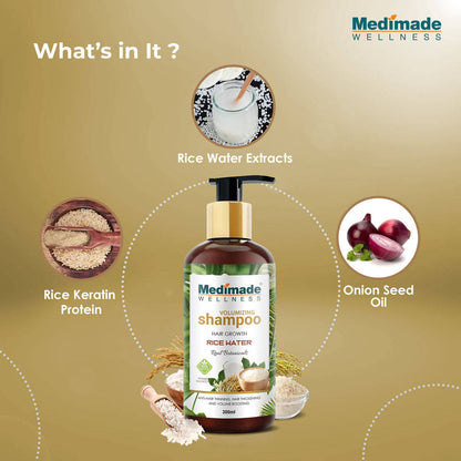 Medimade Wellness Volumizing Hair Growth Rice Water Shampoo - Distacart