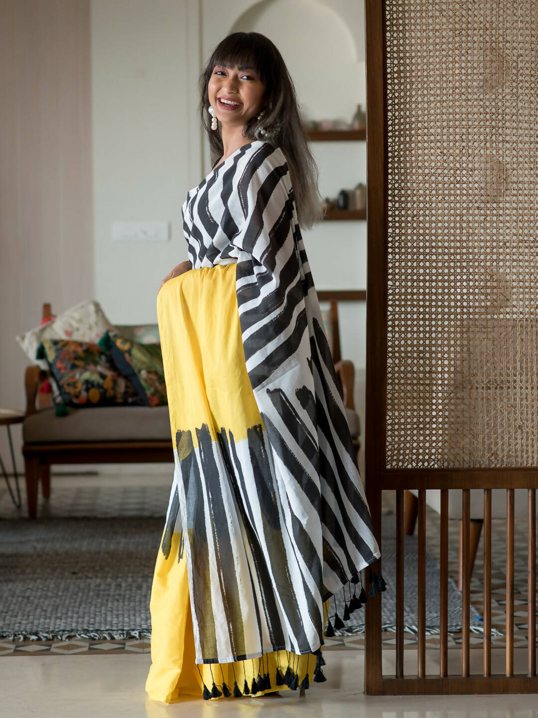 Suta Multi Color Striped Pure Cotton Saree - Distacart