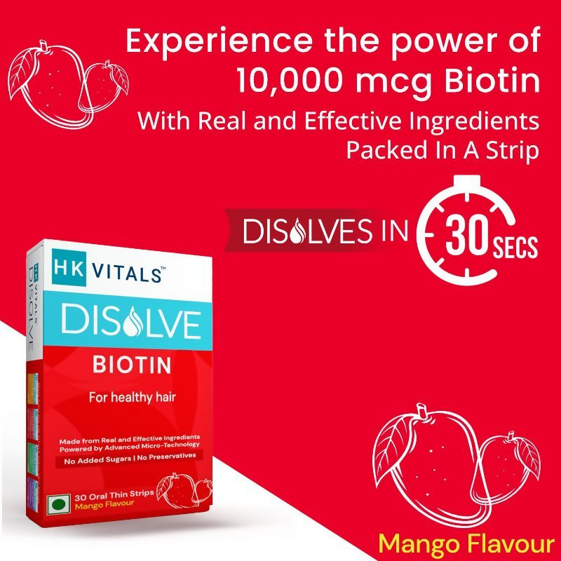 HK Vitals Disolve Biotin Strips - Mango Flavour - Distacart