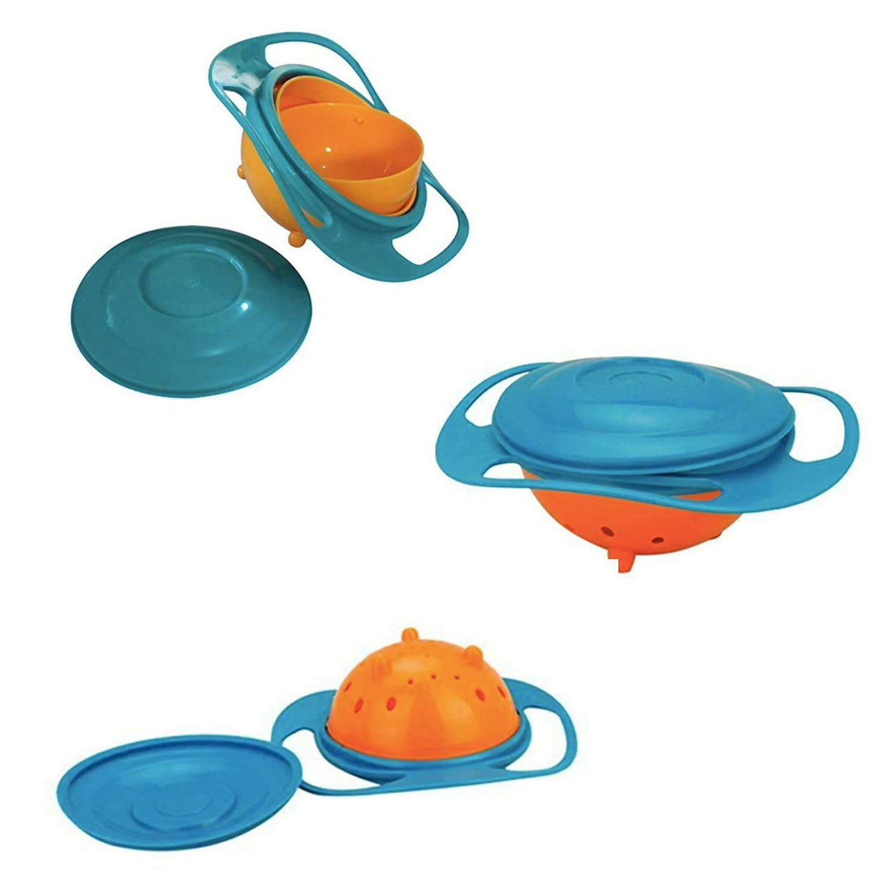 Safe-O-Kid 360 degree spill proof feeding Bowl for kids- Orange & Green Colour - Distacart