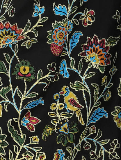 Mominos Fashion Black Floral Design Palazzo