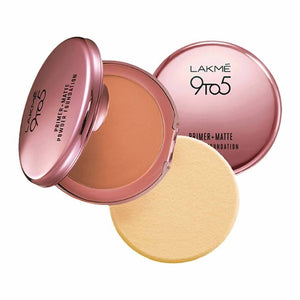 Lakme 9 To 5 Primer With Matte Powder Foundation Compact - Natural Almond - Distacart