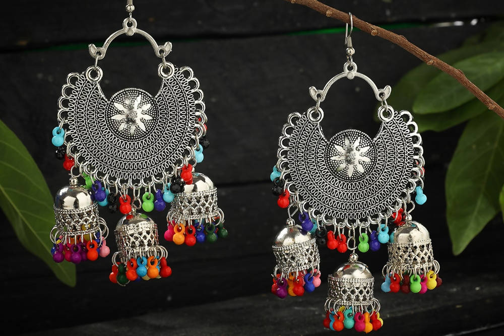 Mominos Fashion Johar Kamal Women's Oxidised Multicolour Earrings - Distacart