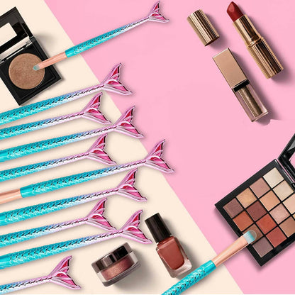 Favon Pack of 10 Professional Mermaid Shaped Makeup Brushes - Distacart