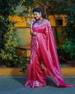 Thumbnail for DEIANA'S Beautiful Golden Jari with New Design Soft Lichi Silk Saree - Pink - Distacart