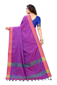 Thumbnail for Vamika Banarasi Jacquard Weaving Purple Saree