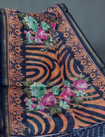 Thumbnail for Shades of Navy Blue Colour Floral Design Semi Chanderi Saree By Gayathri Reddy Designer Studio - Distacart